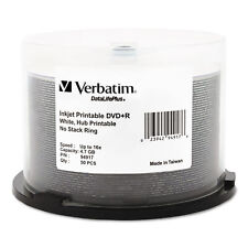 Verbatim Inkjet Printable DVD+R Discs 4.7GB 16x Spindle White 50/Pack 94917 picture