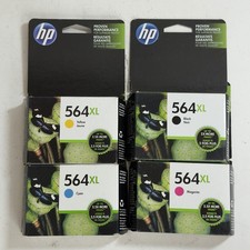 Lot of 4 HP 564XL OEM Ink Cartridges Exp 2015-2016 Black Cyan Magenta Yellow picture