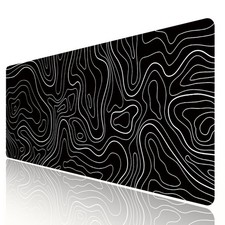 Large Gaming TOPO Keyboard Mouse Pad Black Topographic Mouse Pad with Anti-Sl... picture