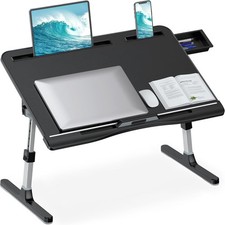 Laptop Stand for Bed, Adjustable Leather Bed X-Large 23.6×15.7in, Black  picture