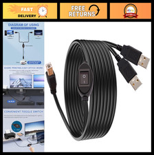 2-in-1 USB Printer Cable Splitter, Dual USB A for 2 Computers, Manual Switch, 14 picture