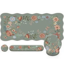 iLeadon Mouse Pad Set & Keyboard Wrist Rest, Floral Scalloped Desk Mat picture