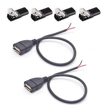 ELNONE 2PCS 20AWG USB A Female Pigtail，0.3M/1FT 2.0 2 Pin Black picture