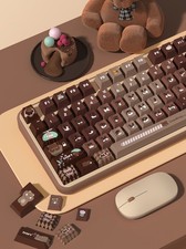 Lucky Bear Theme Keycap Set PBT Custom Keyboard Keycaps Cute Coffee Style 138 15 picture