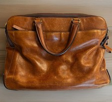 Fossil Brown Leather Briefcase w/ Zipper Closure Fits 15 in Laptop picture