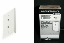 Leviton C2676-W 6-Wire Flush Mount Double Phone Jack Wall Plate, White, 3 PACK picture