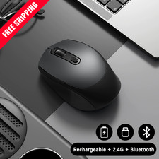 Black Wireless Gaming Mouse Bluetooth 5.2 2.4G RGB Rechargeable 1600DPI PC picture