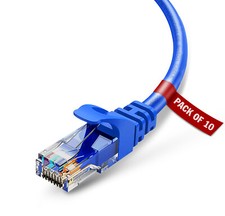 Cat6 Patch Network Cable RJ45 Ethernet 1ft To 10ft 10Pack Pure Copper Black picture