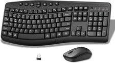 Wireless Keyboard and Mouse Combo, 2.4G Quiet Ergonomic Curved Keys(Black) picture