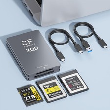 CFexpress Type B/XQD/SD Card Reader, USB 3.2 Gen 2, Dual Slot, USB-C Cable, Fast picture