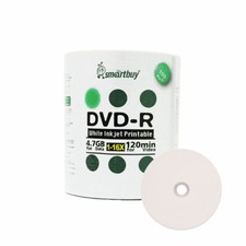 100 Smartbuy 16X DVD-R 4.7GB White Inkjet Printable Blank Recording Disc picture
