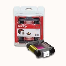BOX 10 UNITS - Evolis Badgy200 Badgy100 CBGR0100C YMCKO Color Ribbon-100 Prints picture