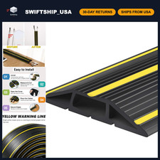 10Ft Floor Cord Covers, 3-Channel PVC Cable Protector, Anti-Slip Base, Yellow St picture