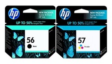 2 Pack GENUINE NEW HP 56/57 (C6656AN/C6657AN) Ink Cartridges picture
