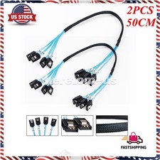 2PCS 6Gbps SAS 3.0 4X SATA to 4 X SATA SSD Hard Drive Data Server Cable 50CM picture