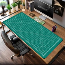 Extra Large Gaming Mouse Pad Desk Mat, Minimalist Green Grid Design Keyboard P picture