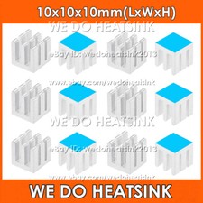 10x10x10mm Silver / Black Slotted Anodized Aluminum Heatsink With Adhesive Tapes picture