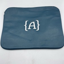 Thirty One Laptop Savvy Sleeve Blue Zip Pebbled Carry Case Bag 15.5” Mono A Whit picture