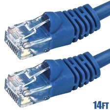 14FT Cat5E RJ45 Network LAN Ethernet UTP Stranded Patch Cable 350Mhz Copper Blue picture