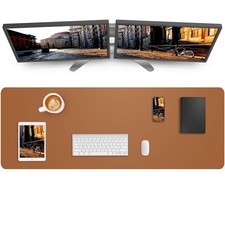 1 PC Light Brown PU Leather Large Desk Pad Blotter Protector 55x17 In picture