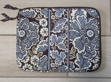 Vera Bradley Slate Bloom Brown Blue Floral Zip Soft Laptop Case 17