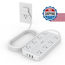 TESSAN Power Strip Surge Protector, 10FT Flat Plug Extension Cord picture