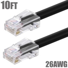 10FT CAT6A RJ45 Network LAN Ethernet Non-Boot Cable Cord 26AWG Copper Black picture
