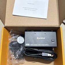 KCEVE 2x3 Triple DP/HDMI USB 3.0 Powered KVM Switch Box Black picture