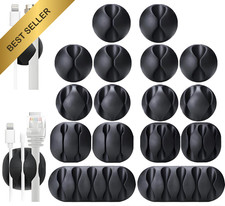 16 Pcs Black Cable Clips Self Adhesive Cord Holder Organizer Wire Clamps Home picture