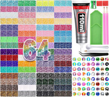140000Pcs Bedazzling Kit with Rhinestones 64 Colors, 3Mm Flatback Gems with Jewe picture