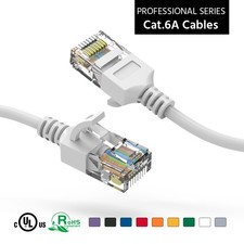 20 Pack of 50Ft CAT6A UTP Slim Ethernet Network Booted Cable 50 Feet 28AWG White picture