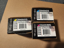 SET 3 GENUINE LEXMARK C544 XTRA HI-YLD TONER C544X4CG C544X4YG C544X4MG picture