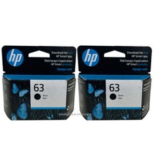 2pcs Black Genuine HP 63 Ink Cartridges New OEM Reatail Box picture