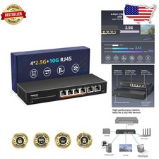High-Speed 10Gb Ethernet Switch Unmanaged 6-Port 2x10G/4x2.5G RJ45, VLAN, Metal picture