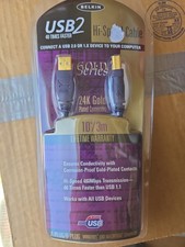 BELKIN USB Gold Series Cable 24K Gold Plated Connectors 10' Type A-B Windows Mac picture