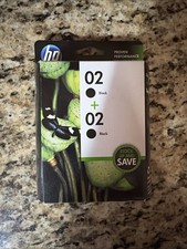 Genuine HP 02 Twin Pack Black Ink Cartridges New In Box Expired May 2015 picture