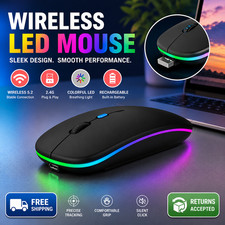 Rechargeable Wireless Mouse Bluetooth 2.4G LED Slim for PC Laptop Mac iPad picture