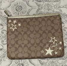 Coach Brown and Gold Star Pattern Tablet Case picture