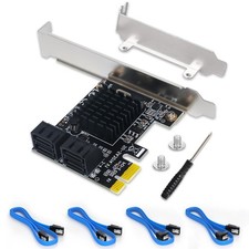 SATA Card, 4 Port SATA 3.0 Controller Expansion Card with 4 SATA Cable, 6Gbps PC picture