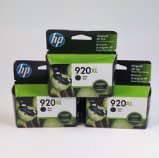 NEW 3 Genuine HP 920XL OfficeJet Black Ink Cartridge Exp 11/2023 picture