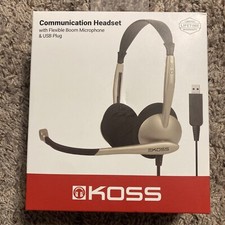 KOSS-HEADPHONES CS100 USB COMM HEADSET W/ MIC USB 8FT VOL picture