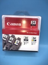 Canon BCI-24 Ink Cartridges 3 Pack Two Black/One Color Brand New  picture