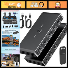 4K 60Hz HDMI KVM Switch 2x1 USB Selector for PC Laptop, 4-Port USB Hub, Monitor, picture