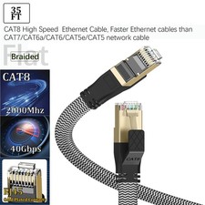 Braided 35FT Heavy Duty Cat8 Ethernet Cable 40Gbps/2000Mhz RJ45 Network Cord picture