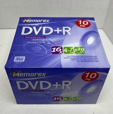 MEMOREX DVD+R, 4x 4.7 GB 120 min, 10 Pack Slim Jewel Case Individually Sealed picture