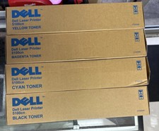 DELL 5100CN TONER FULL SET B C M Y GENUINE BRAND NEW SELAED picture