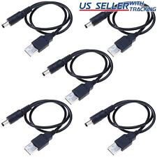 5-Pack 1.5ft 50cm USB to 5.5mm x 2.1mm Male Coaxial Barrel 5V DC Power Cable 5X picture
