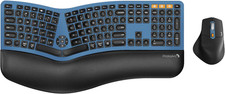 PROTOARC ERGONOMIC WIRELESS KEYBOARD MOUSE COMBO, EKM01 PLUS, FULL SIZE - BLUE picture
