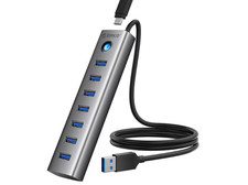 Hub USB 3.0 de 7 puertos de aluminio, adaptador múltiple con velocidad de 5 Gbps picture