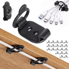20-Pack Adhesive Cable Management Clips - Black Cord Organizer picture
